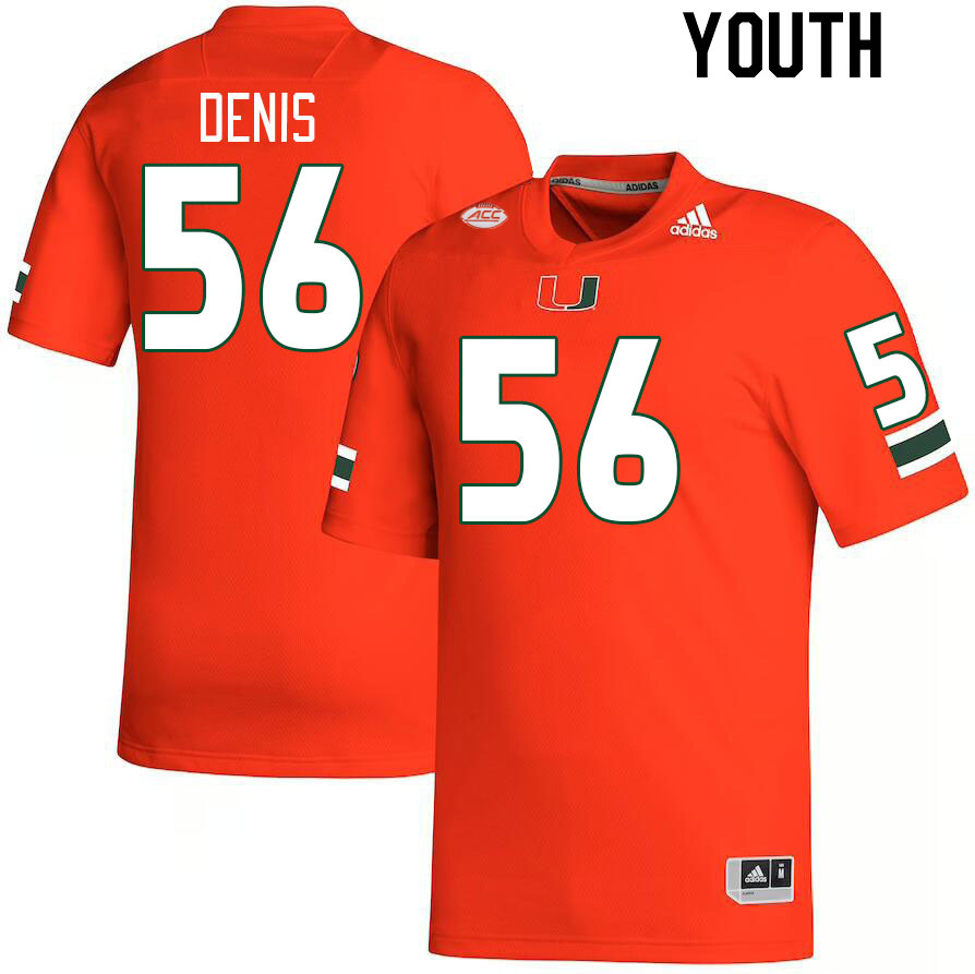 Youth #56 Jonathan Denis Miami Hurricanes College Football Jerseys Stitched-Orange - Click Image to Close